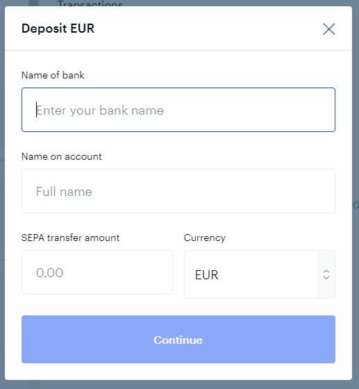 Sending money to Coinbase using Bank Transfer – Step 2