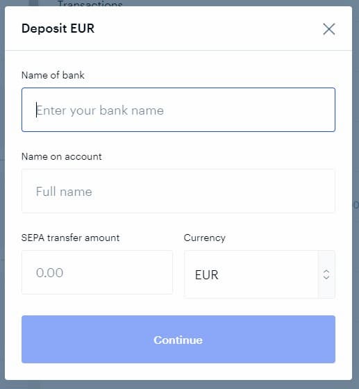Sending money to Coinbase using Bank Transfer – Step 2