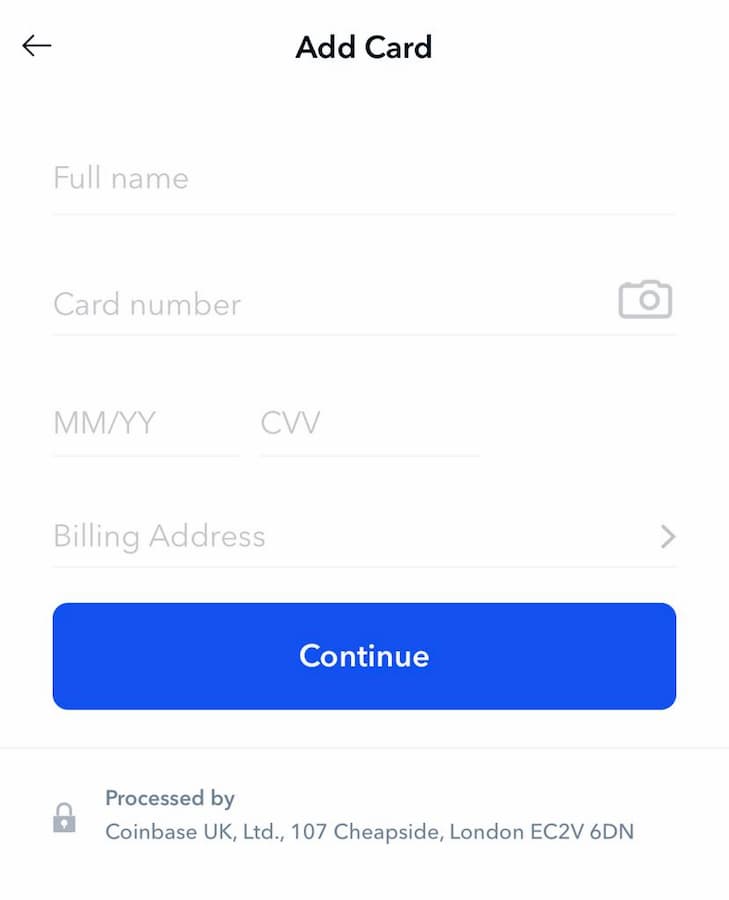 Buy Bitcoins on Coinbase via Card - Step 4