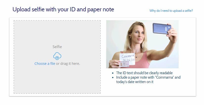 Account Verification Procedure on Coinmama | Selfie with a Note