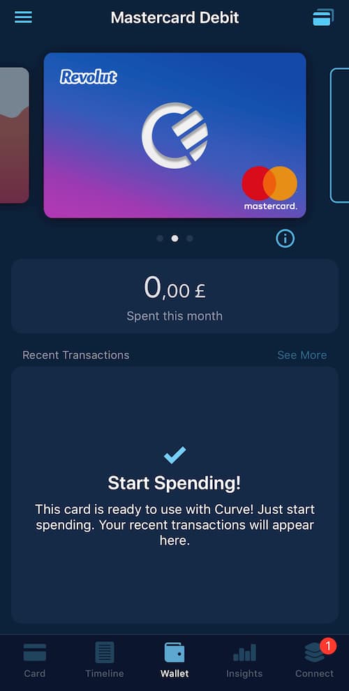 The Revolut card is successfully connected
