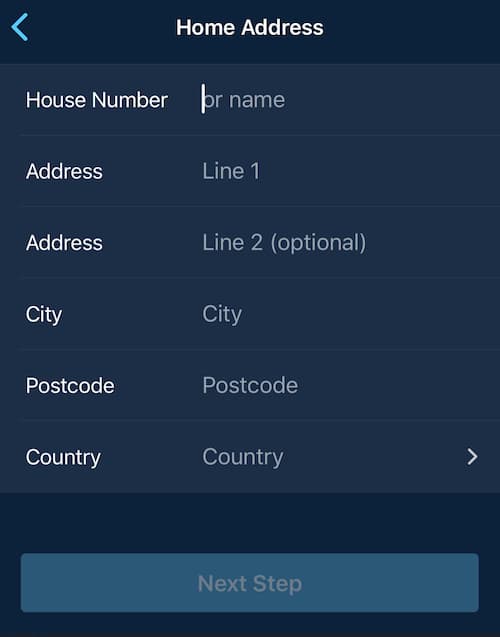 Fill in your Home Address Details