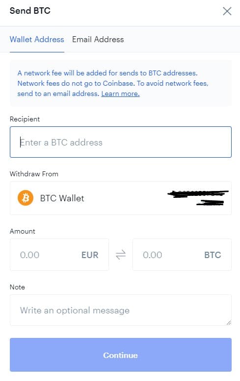 Trasferire Bitcoin da Coinbase 