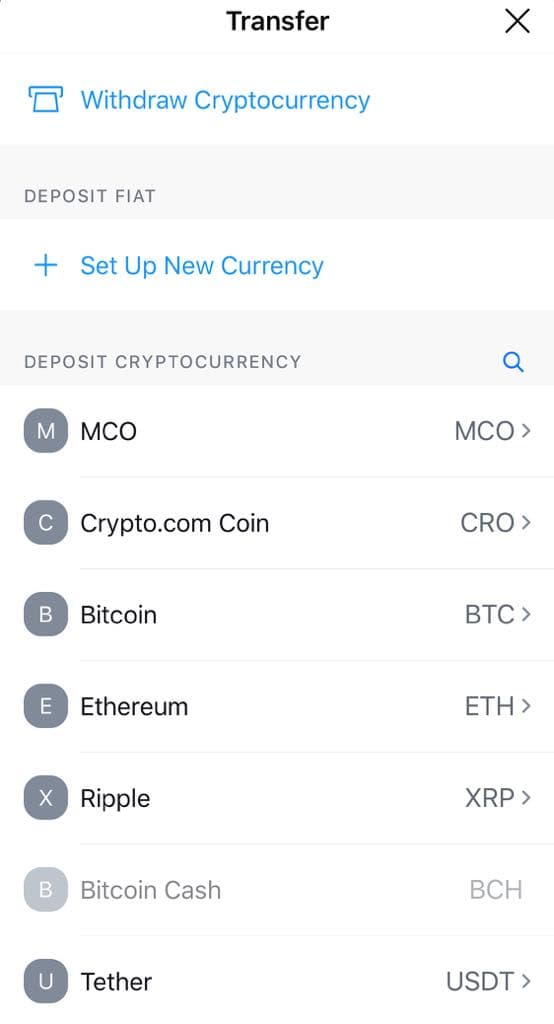 Creează portofelul pentru banii fiat pe Crypto.com