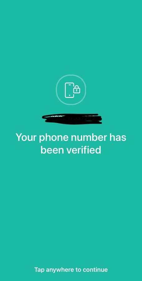Successful Mobile Number confirmation on crypto.com