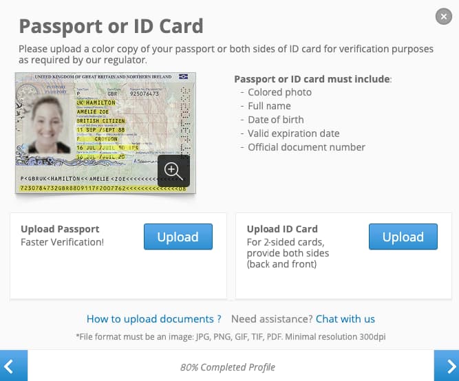 Carta d'identità o Passaporto - Creazione Account eToro
