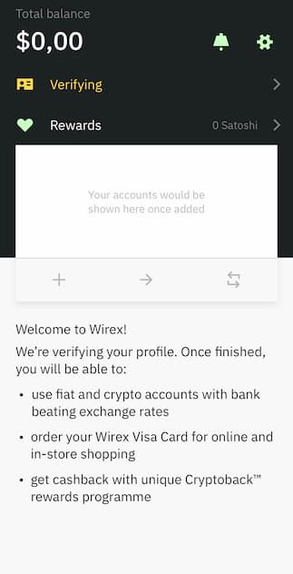 Esperando la identificación de la cuenta Wirex