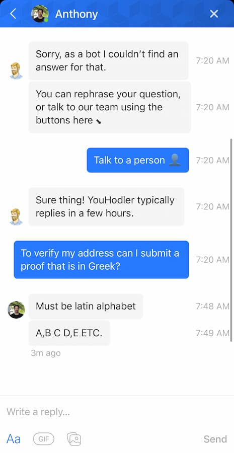 YouHodler Customer Service