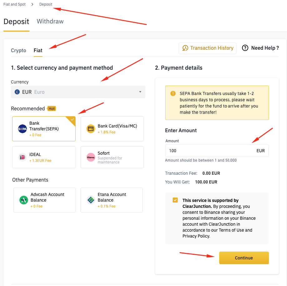 Ejemplo de Descargo de Remesa en Binance
